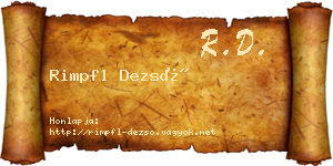 Rimpfl Dezső névjegykártya